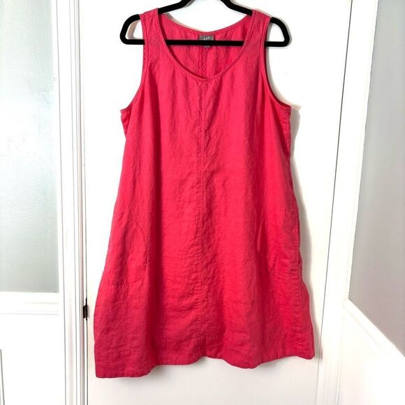J. Jill Dresses & Skirts - J. Jill L 100% linen coral sleeveless pocket dress